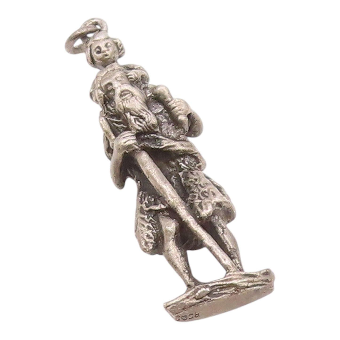 925 Sterling Silver  Vintage Saint Christopher Religious Pendant  PT16408