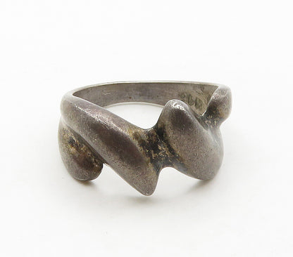 MEXICO 925 Sterling Silver  Vintage Dark Tone Smooth Band Ring Sz 7.5  RG15857