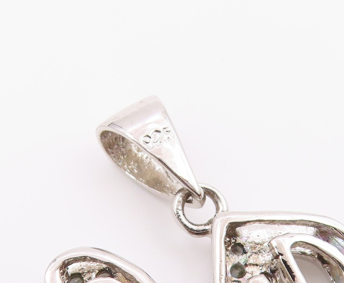 925 Sterling Silver  Vintage Shiny Topaz N Initial Drop Pendant  PT18979