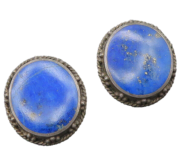 WOODS 925 Sterling Silver  Vintage Lapis Lazuli Twist Drop Earrings  EG10264