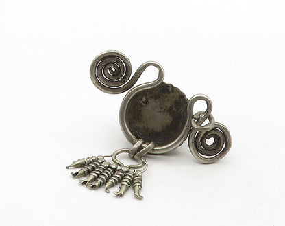 925 Sterling Silver  Vintage Modernist Swirl Dark Tone Dome Pendant  PT12623