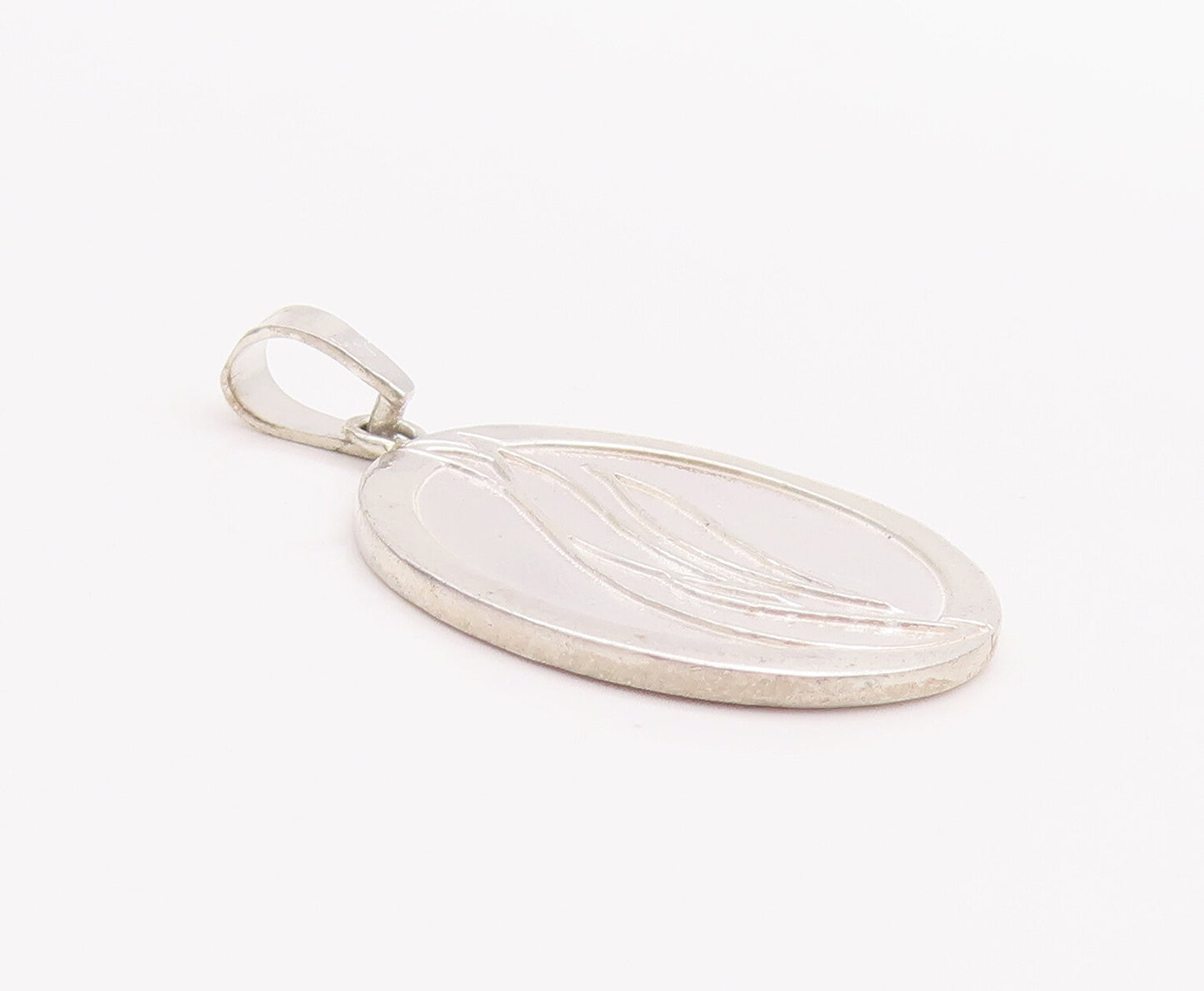 925 Sterling Silver Vintage Pendant Minimalist Carved Swirl Design  PT23224
