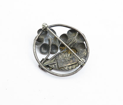 925 Sterling Silver  Vintage Antique Oxidized Flower Bunch Brooch Pin  BP1626