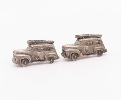925 Sterling Silver  Vintage Antique RCA Service Car Motif Cuff Links  TR1306