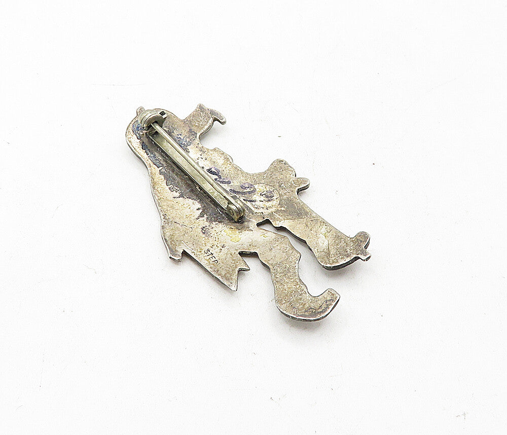 925 Sterling Silver  Vintage Antique Oxidized Walking Figure Brooch Pin BP1443