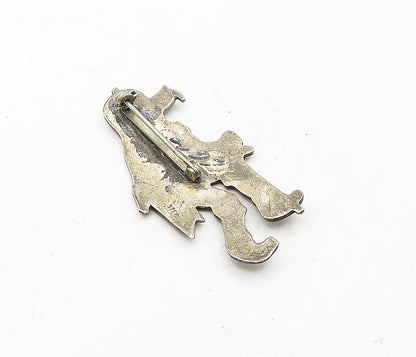 925 Sterling Silver  Vintage Antique Oxidized Walking Figure Brooch Pin BP1443