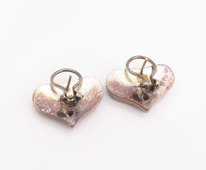 925 Sterling Silver Vintage Earrings ANGELA CUMMINGS Dark Tone Heart  EG13476