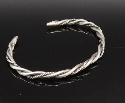 925 Sterling Silver  Vintage Minimalist Twisted Cable Cuff Bracelet  BT9729