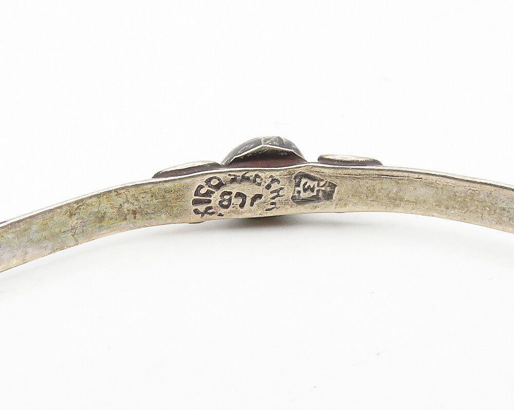 MEXICO 925 Sterling Silver Vintage Amethyst Pretzel Swirl Bangle Bracelet BT7023