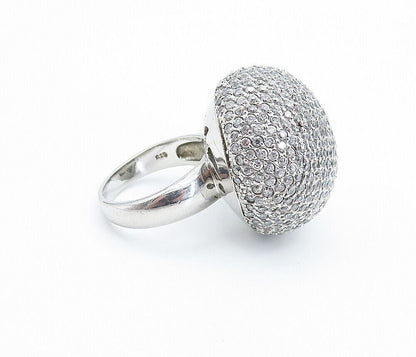 925 Sterling Silver Cubic Zirconia Encrusted Dome Cocktail Ring  Sz 8.5  RG6759