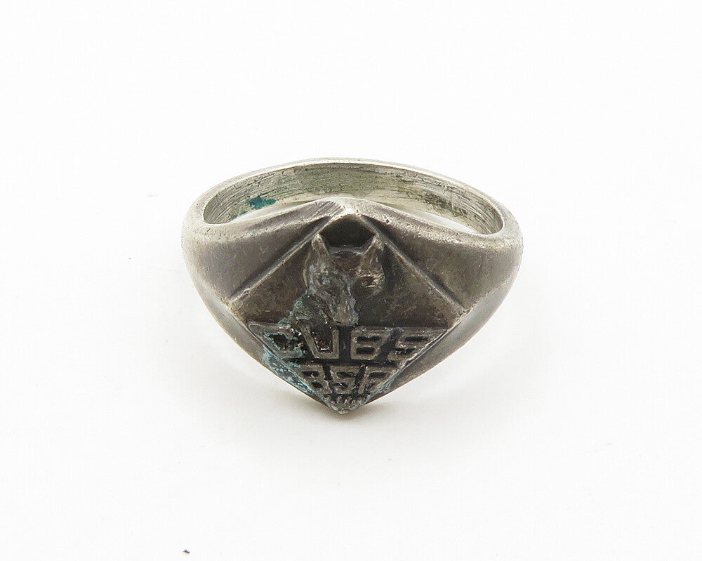 925 Silver  Vintage Antique Boy Scouts Of America Band Ring Sz 7  RG19733
