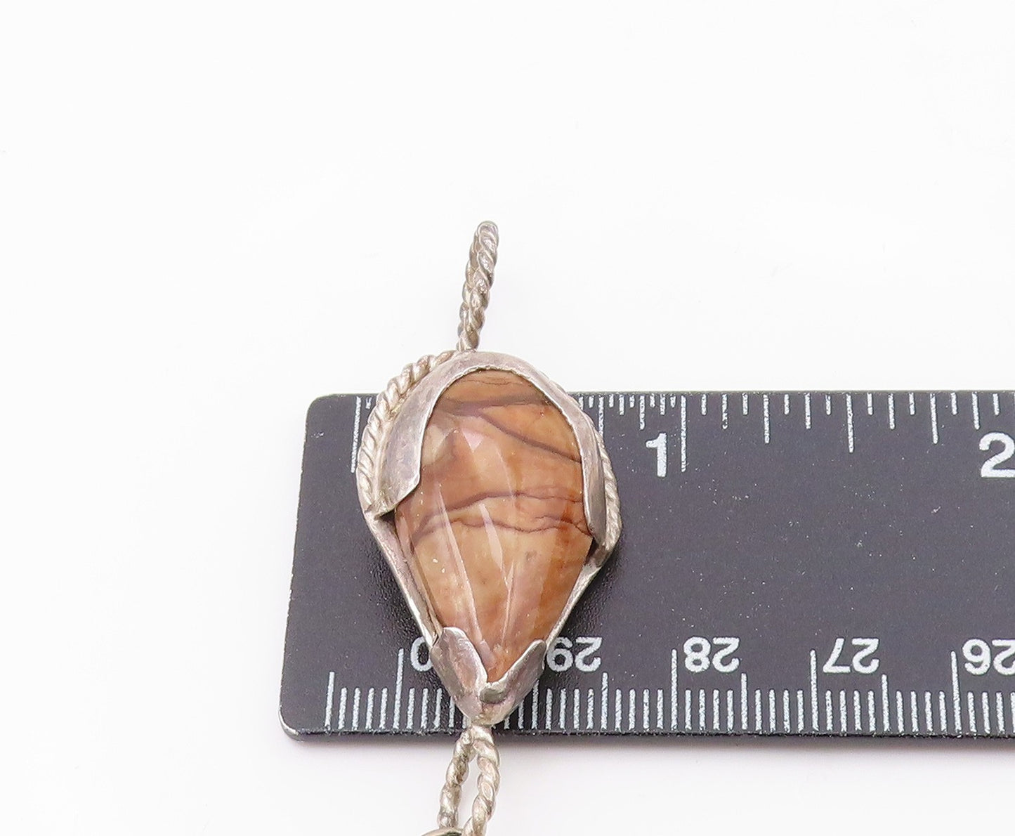 925 Sterling Silver  Vintage Pearl Pink Topaz & Jasper Twist Pendant  PT14798