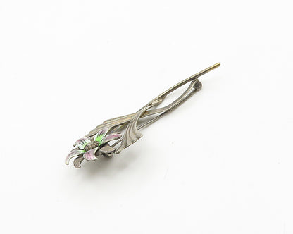 SYMMETALLIC 925 Silver & 14K GOLD  Vintage Enamel Flower Brooch Pin  BP7355