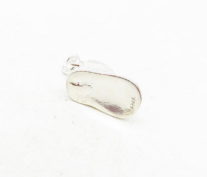 925 Sterling Silver  Vintage Shiny Old Fashioned Shoe Boot Pendant  PT6708