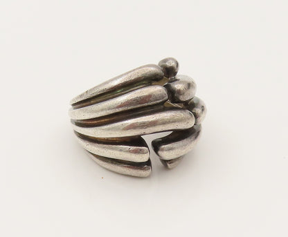 DESIGNER 925 Silver  Vintage Scalloped Open Dome Fashion Ring Sz 5  RG26452