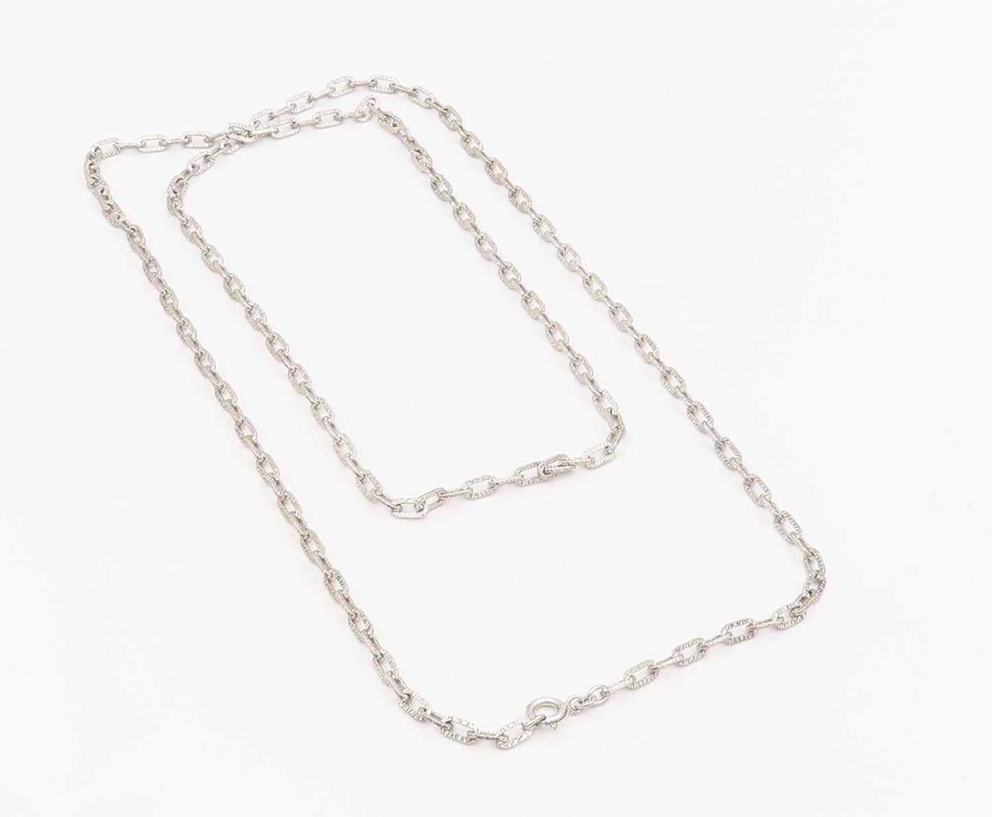 925 Sterling Silver Vintage Necklace Minimalist Hollow Over Link Chain  NE4690