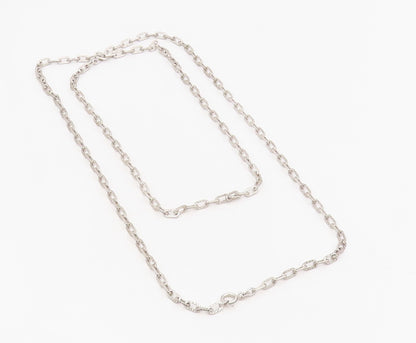 925 Sterling Silver Vintage Necklace Minimalist Hollow Over Link Chain  NE4690