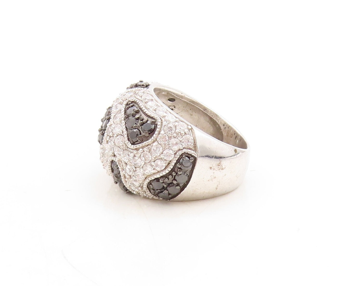 925 Sterling Silver Vintage Ring Designer Spinel & Topaz Inlay  Sz 7  RG31274