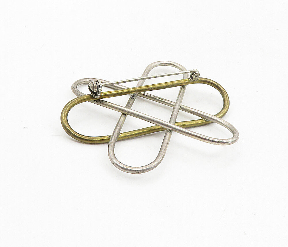 925 Sterling Silver  Vintage Two Tone Open Flower Design Brooch Pin  BP3214