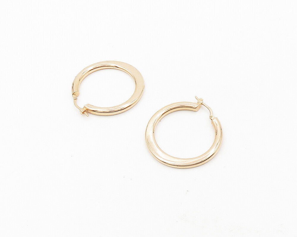 925 Sterling Silver  Shiny Polished Rose Gold Plated Hoop Earrings  EG9372