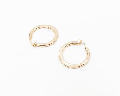 925 Sterling Silver  Shiny Polished Rose Gold Plated Hoop Earrings  EG9372