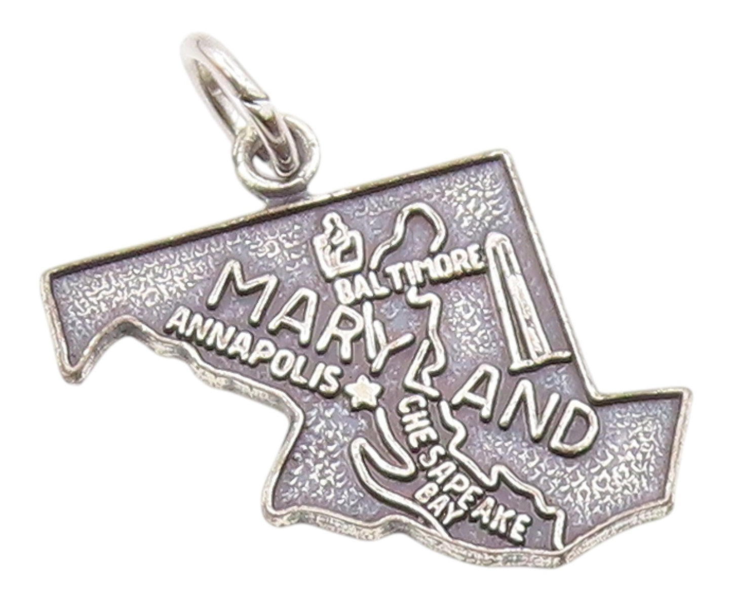 925 Sterling Silver  Vintage Maryland State Souvenir Pendant  PT21206