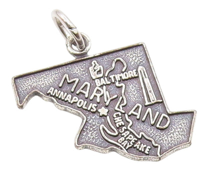925 Sterling Silver  Vintage Maryland State Souvenir Pendant  PT21206