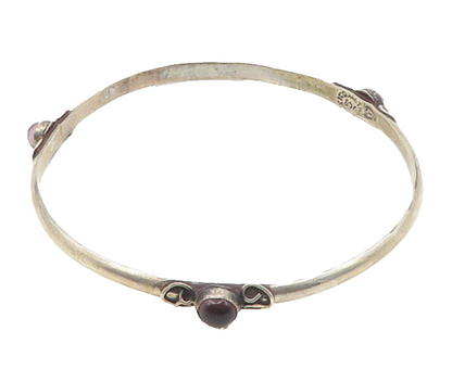 MEXICO 925 Sterling Silver Vintage Amethyst Pretzel Swirl Bangle Bracelet BT7023