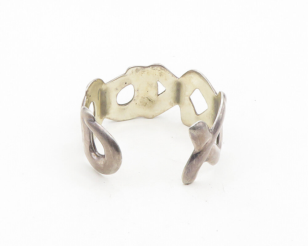 MEXICO 925 Sterling Silver  Vintage XO Hugs & Kisses Cuff Bracelet  BT7526