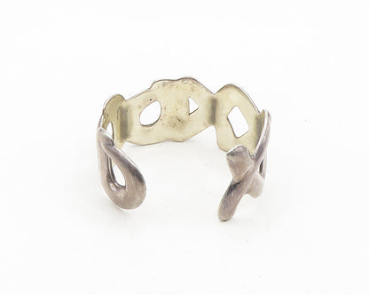 MEXICO 925 Sterling Silver  Vintage XO Hugs & Kisses Cuff Bracelet  BT7526