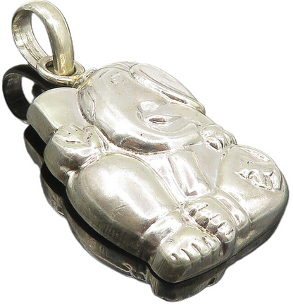 925 Sterling Silver  Vintage Shiny Hollow Sitting Elephant Pendant  PT6675