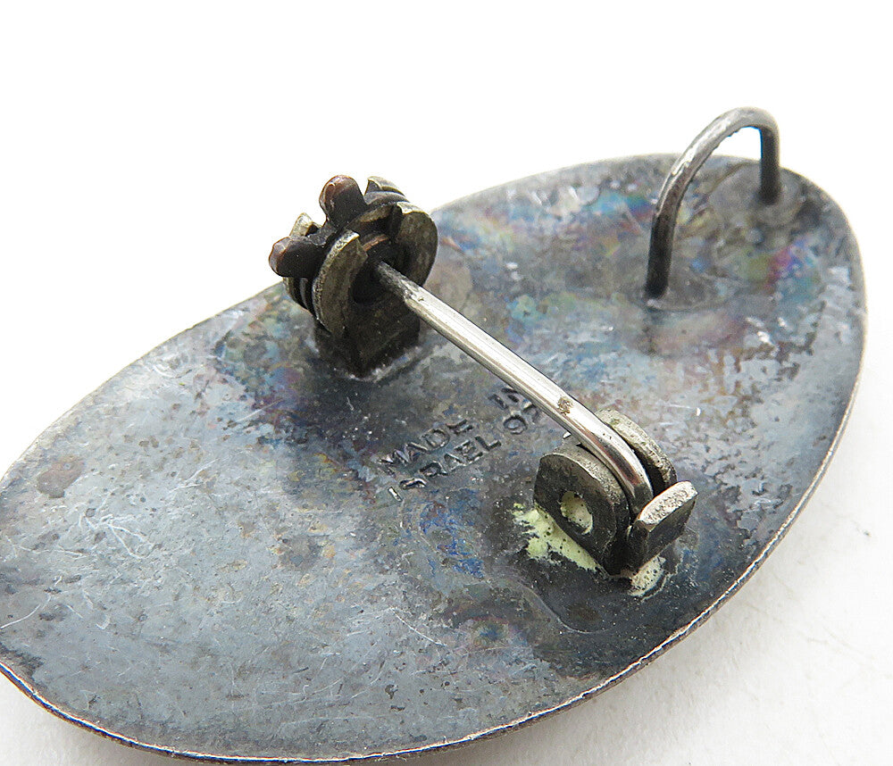 ISRAEL 925 Sterling Silver  Vintage Oxidized Woman Figure Brooch Pin  BP3393