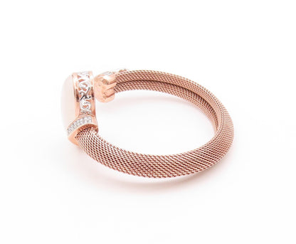 925 Sterling Silver Vintage Bracelet Rose Gold Plated Oval Opal & CZ  BT11232