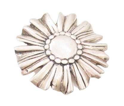 925 Sterling Silver Vintage Brooch Pin MEXICO Brutalist Carved Flower  BP11173