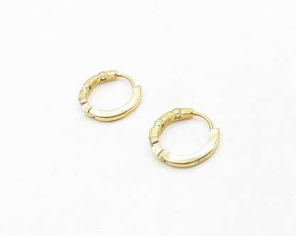 925 Sterling Silver  Vintage Cubic Zirconia Gold Plated Hoop Earrings  EG9667