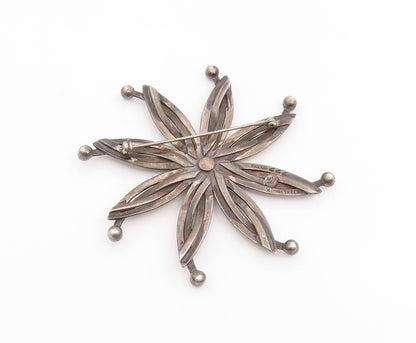 925 Sterling Silver Vintage Brooch Pin TAXCO Modernist Circular Flower  BP12405