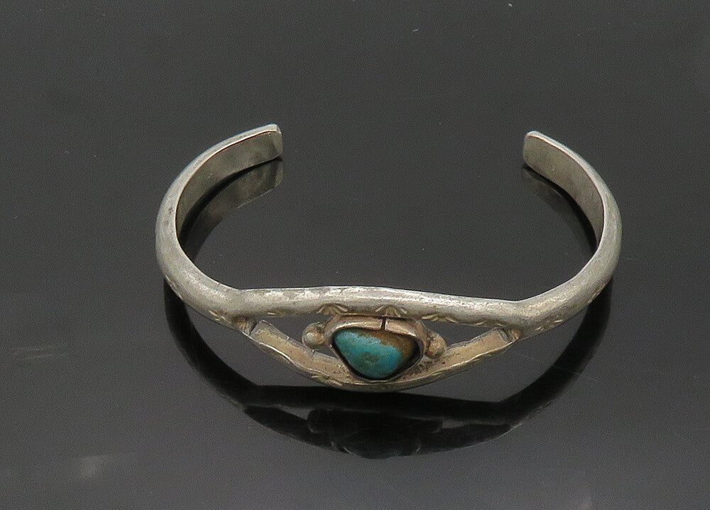 NAVAJO 925 Sterling Silver  Vintage Antique Turquoise Cuff Bracelet  BT7991