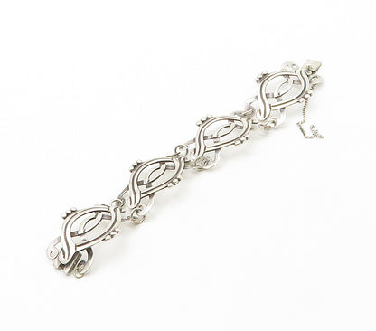 PEDRO CASTILLO 925 Silver  Vintage Open Swirl Design Chain Bracelet  BT6344