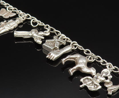 925 Silver  Vintage Butterfly BLM Fist Camel & Multi Charm Bracelet  BT9594