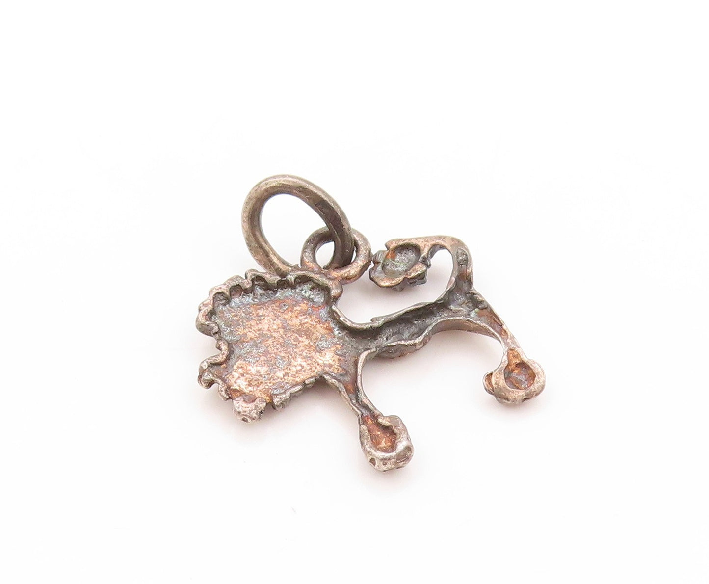 925 Sterling Silver Vintage Pendant Dark Tone Enameled Poodle Charm  PT24213