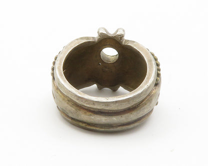 925 Sterling Silver  Vintage Dark Tone Bubble Detail Band Ring Sz 7  RG13925
