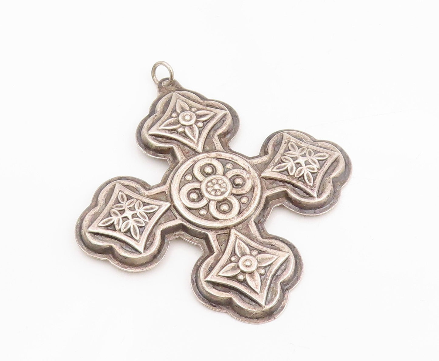 925 Sterling Silver Vintage Pendant REED & BARTON Large Christmas Cross  PT25500