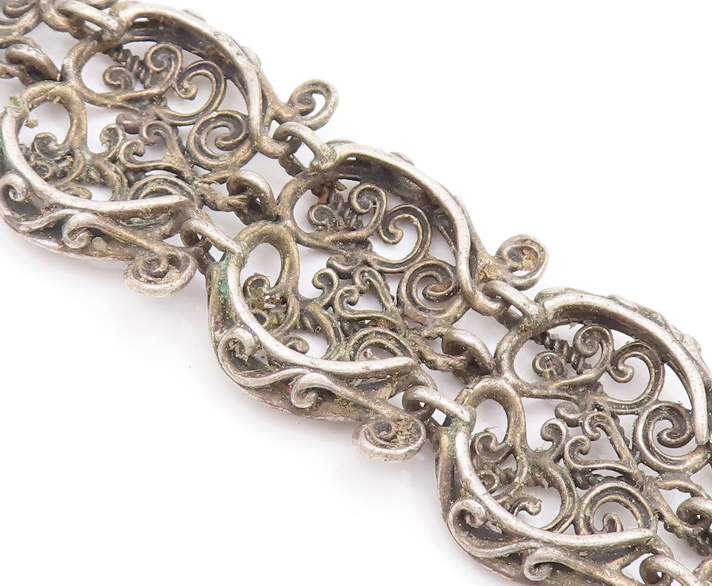 925 Sterling Silver Vintage Bracelet CAROLYN POLLACK Link Swirly Cutout  BT10168