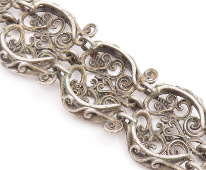 925 Sterling Silver Vintage Bracelet CAROLYN POLLACK Link Swirly Cutout  BT10168