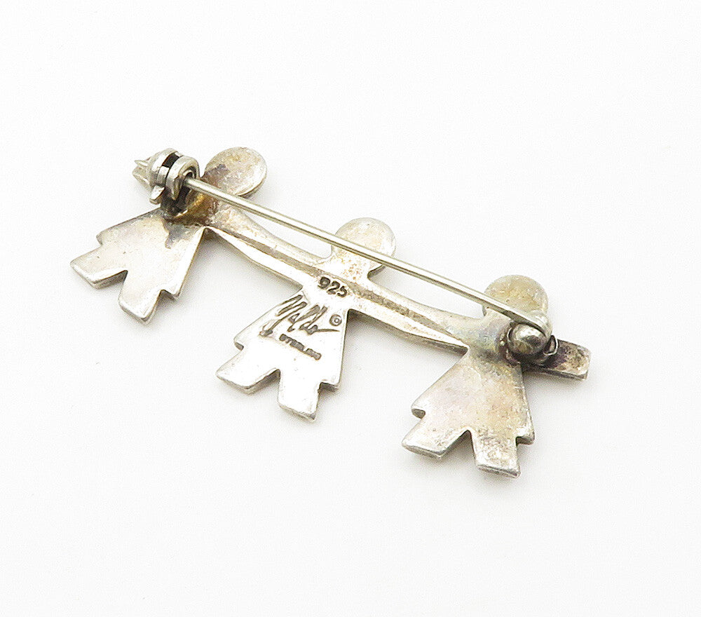 925 Sterling Silver  Vintage Two Tone Love Heart Unity Brooch Pin  BP6109