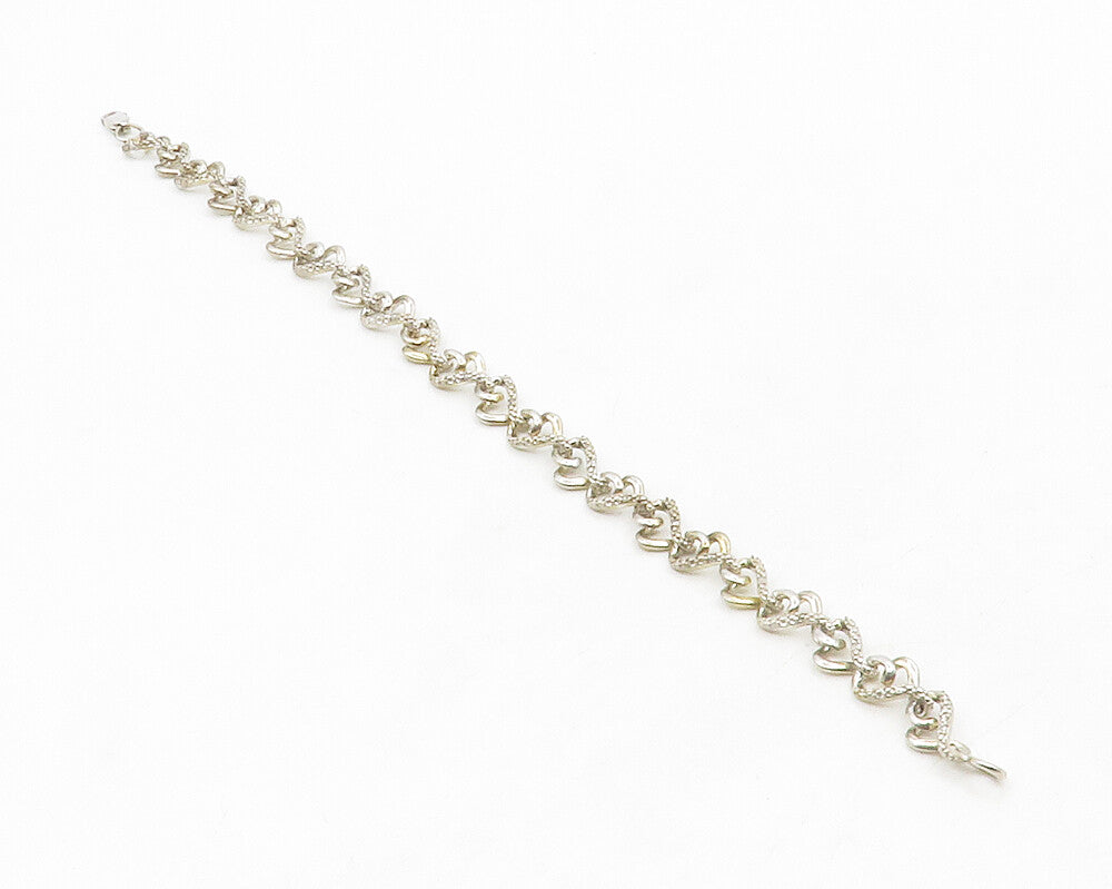 925 Silver   Shiny Genuine Diamonds Infinity Love Heart Chain Bracelet  BT5122