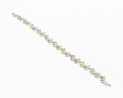 925 Silver   Shiny Genuine Diamonds Infinity Love Heart Chain Bracelet  BT5122