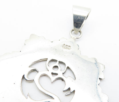 925 Sterling Silver  Shiny Petite Etched Om Spiritual Symbol Pendant  PT5847