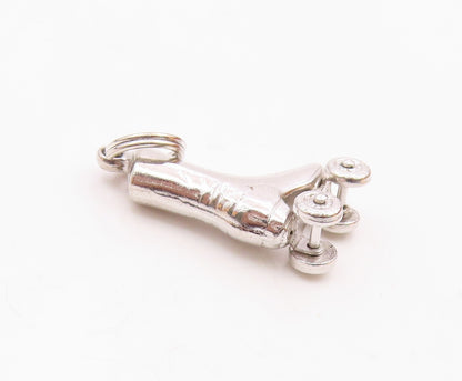 925 Sterling Silver  Vintage Moveable Wheels Roller Skate Pendant  PT21354