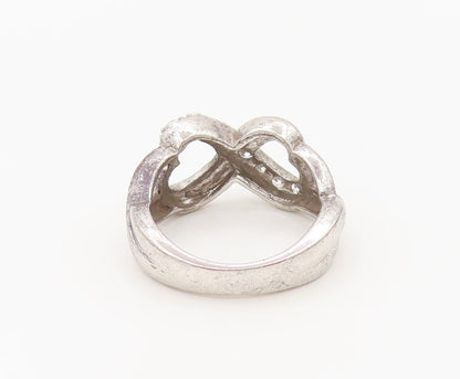 925 Sterling Silver Vintage Swirly Cutout Infinity Heart Ring Sz 5.5 RG27161